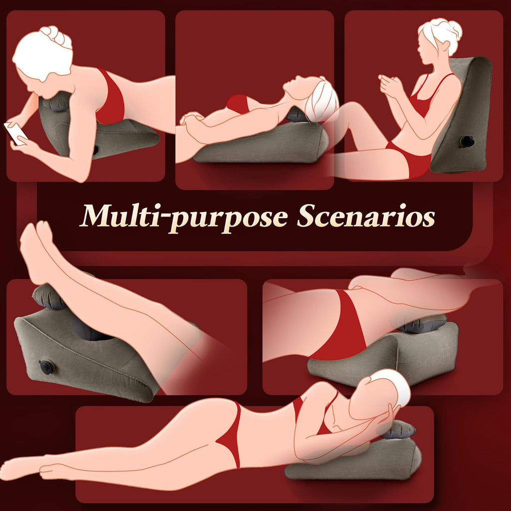 Sex Toys Adult Toys, Sex Pillow Position Cushion Triangle Inflatable Position Pillow, Couples Sex Toys Sex Wedge Velvet Pillow for Bedroom, Sex Accessories for Men Women Couples