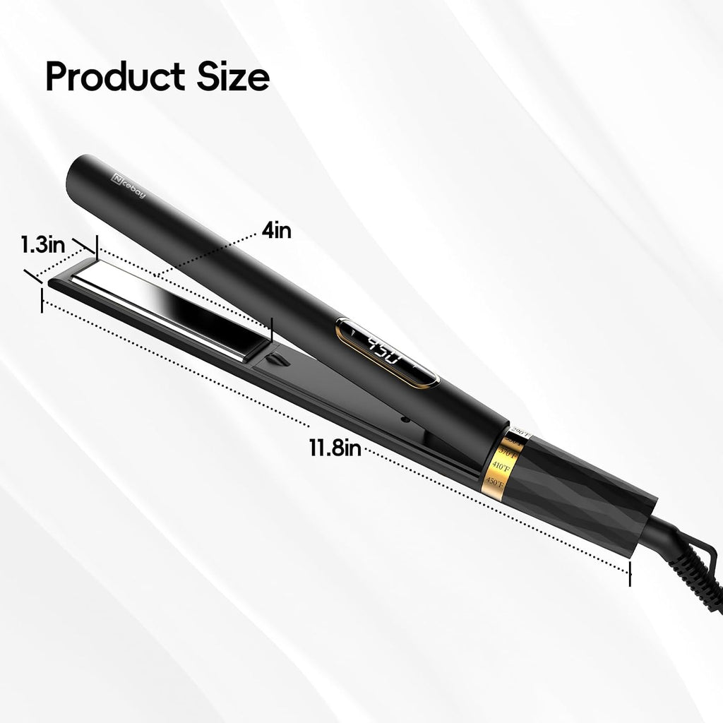 Flat Iron Hair Straightener, 1 Inch Titanium Hair Straightener & Curler, Fast Heating,5 Temp Settings, Negative Ion Technology,Travel-Friendly, Smooth Salon Design
