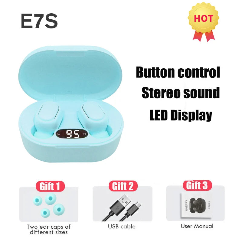 E7S TWS Fone Bluetooth Earphones 5.2 Wireless Headphones Noise Cancelling Earbuds with Mic Wireless Bluetooth Headset for Xiaomi