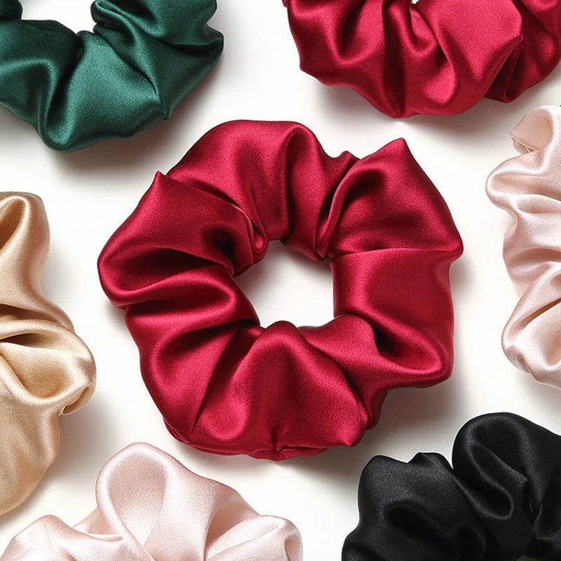 Accessoires Women Girls Silky Satin Hair Scrunchies Solid Stretch Elastic Simple Elegant Rubber Band Ponytail Tie Low Cost