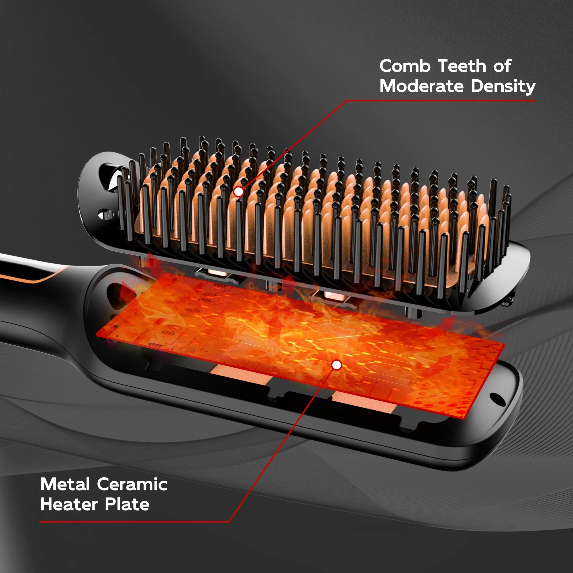 by SKIMI Hair Straightening Brush, Gold Ionic Hair Straightener Comb, Ceramic Coating