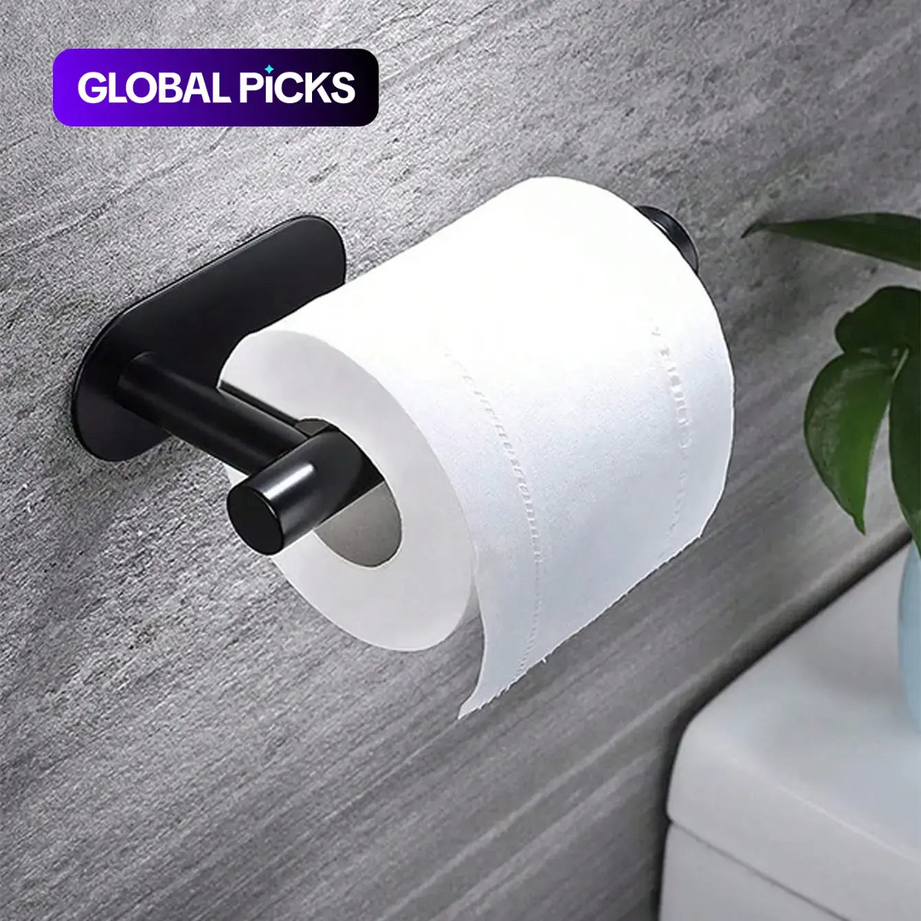 Wall Mounted Toilet Paper Holder, Toilet Paper Organizer, Self Adhesive Stainless Steel Roll Paper Dispenser for Kitchen Bathroom, Bathroom Accessories, #GLOBAL PICKS
