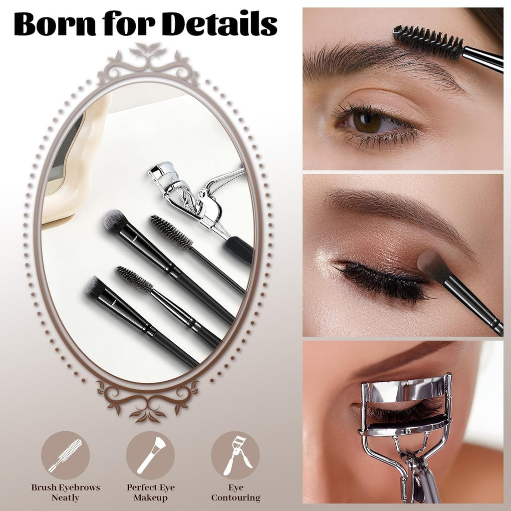 80PCS Makeup Brushes, Makeup Brush Set Professional Makeup Kit Multi-Functional Makeup Tool Set with Case Facial Makeup Accessories,Brush Set Eye & Makeup Sponge(Black)