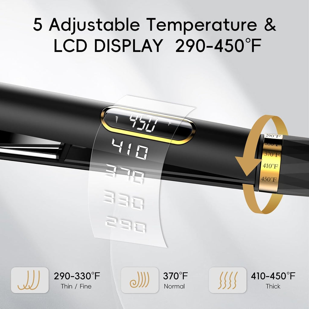Flat Iron Hair Straightener, 1 Inch Titanium Hair Straightener & Curler, Fast Heating,5 Temp Settings, Negative Ion Technology,Travel-Friendly, Smooth Salon Design