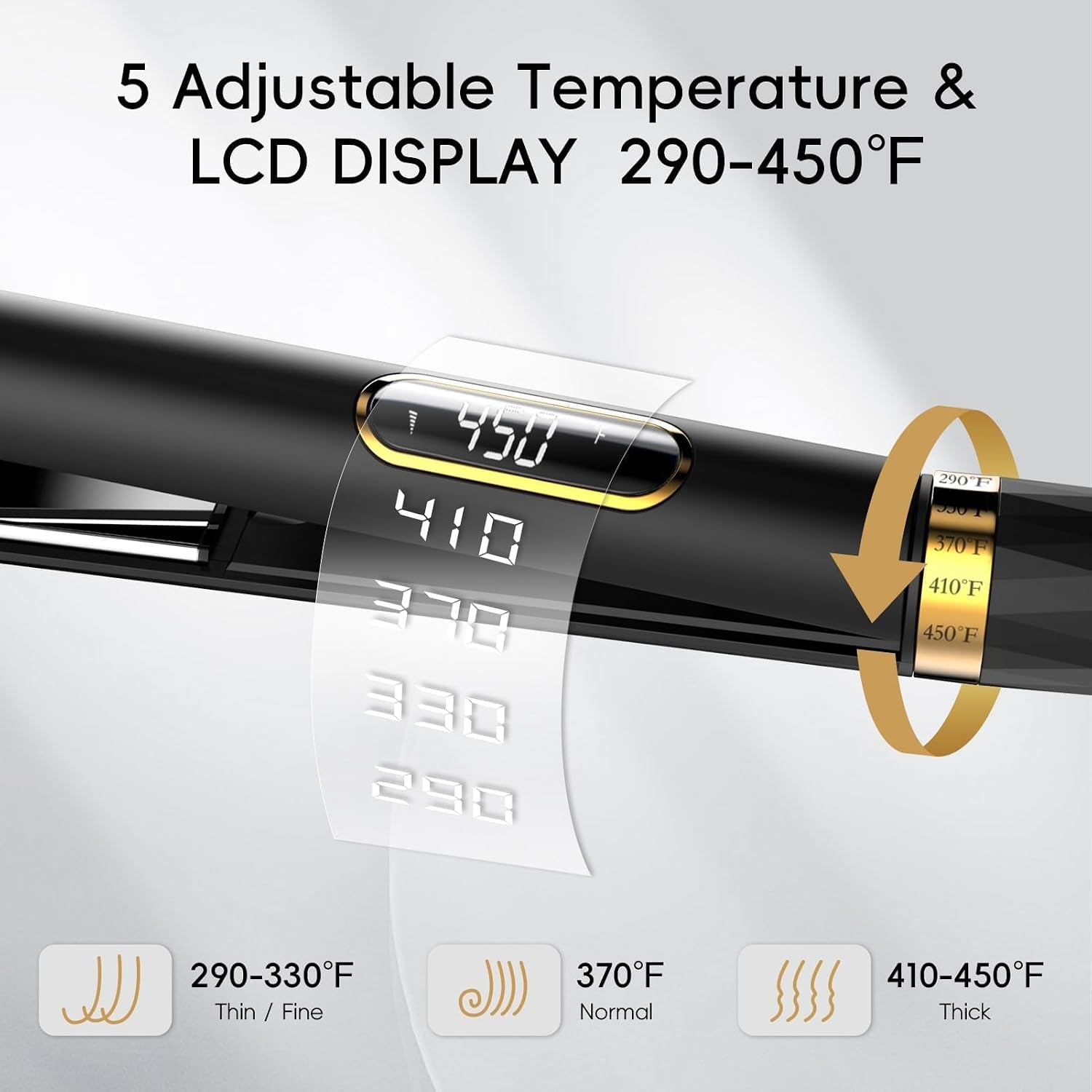 Flat Iron Hair Straightener, 1 Inch Titanium Hair Straightener & Curler, Fast Heating,5 Temp Settings, Negative Ion Technology,Travel-Friendly, Smooth Salon Design