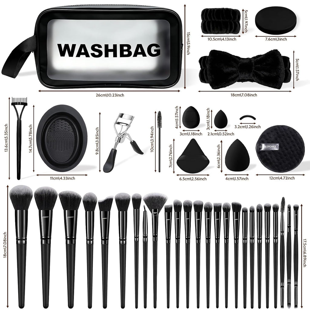 80PCS Makeup Brushes, Makeup Brush Set Professional Makeup Kit Multi-Functional Makeup Tool Set with Case Facial Makeup Accessories,Brush Set Eye & Makeup Sponge(Black)