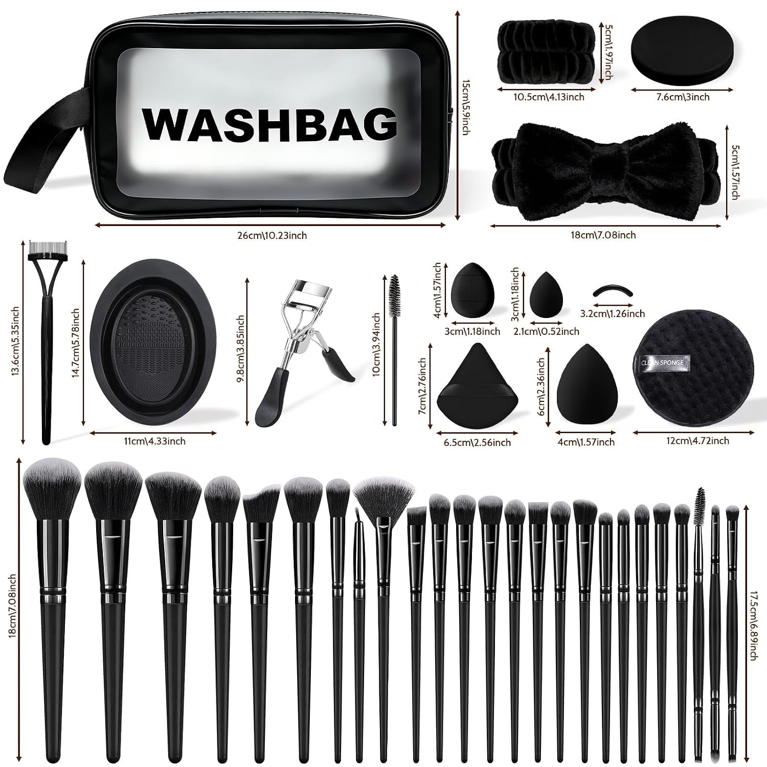 80PCS Makeup Brushes, Makeup Brush Set Professional Makeup Kit Multi-Functional Makeup Tool Set with Case Facial Makeup Accessories,Brush Set Eye & Makeup Sponge(Black)