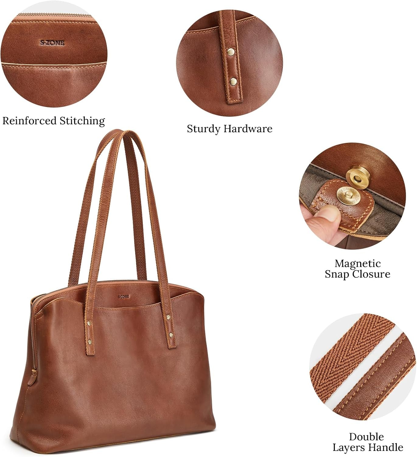 Leather Tote Bag for Women Large Capacity Work Shoulder Handbags Purses