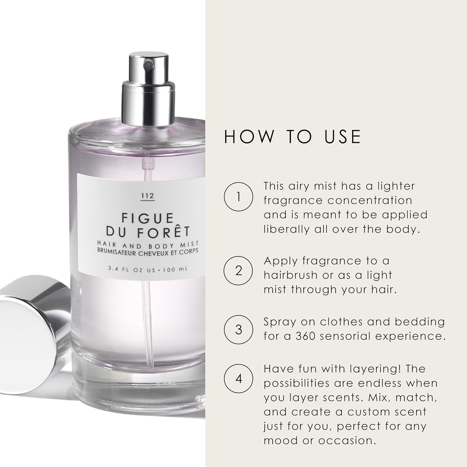 Lait De Coco Hair & Body Spray Mist - Bergamot, Vanilla, Coconut Fragrance Notes- 3.4Oz (100Ml)