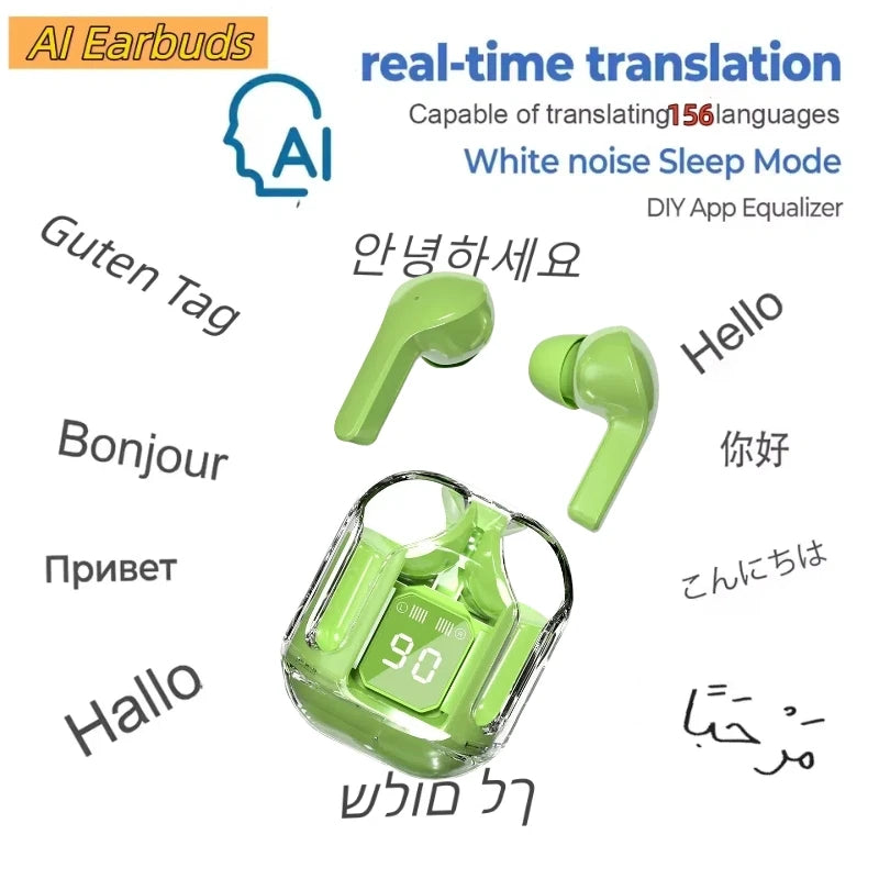 AI Translation Bluetooth Earphones Magic APP 156 Languages Real time Translator Meeting Summary Business Travel Wireless Earbuds