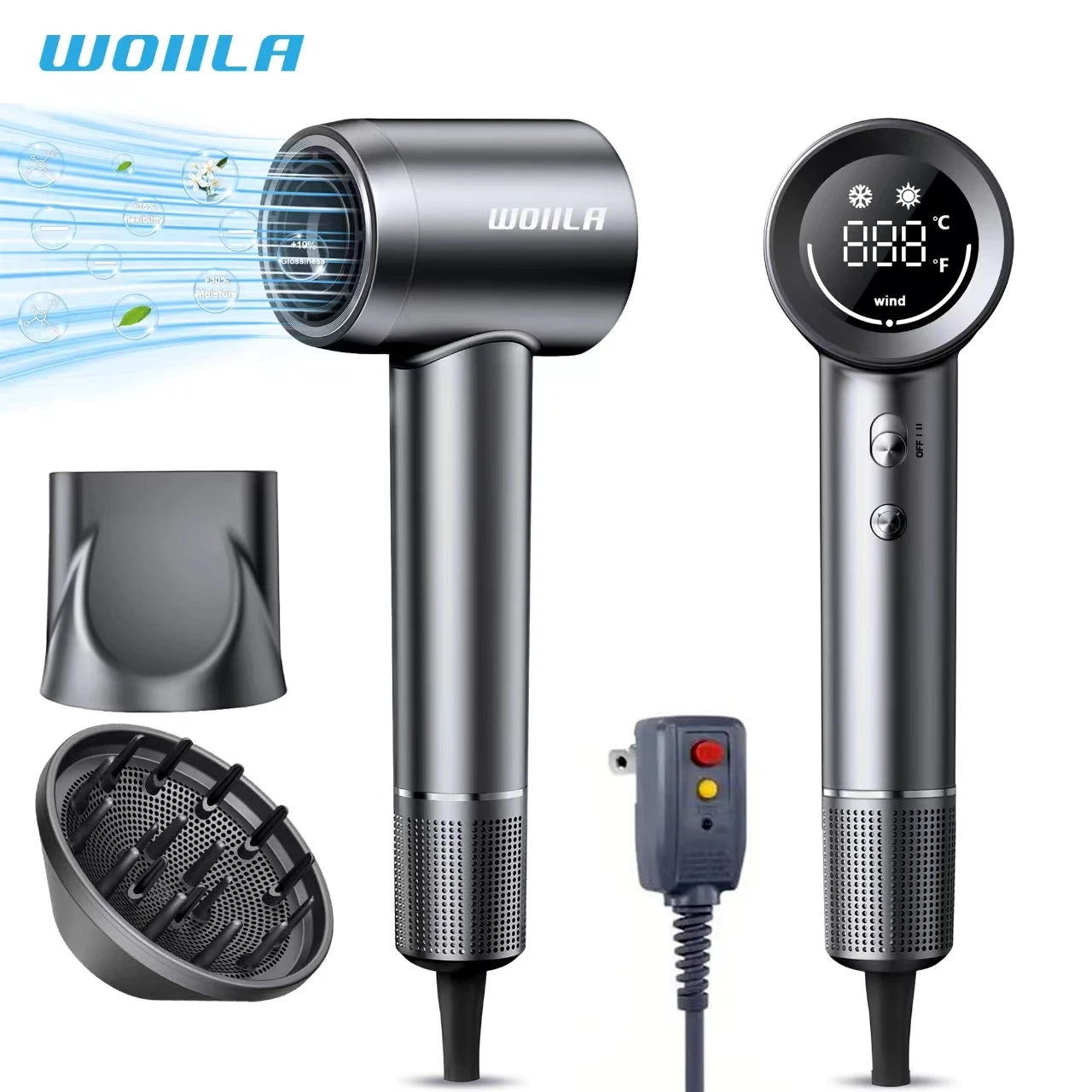 Hair Dryer, 150000 RPM Professional High-Speed Blow Dryer 500 Millions Negative Ionic Care Hair Dryer for Fast Drying, Low Noise