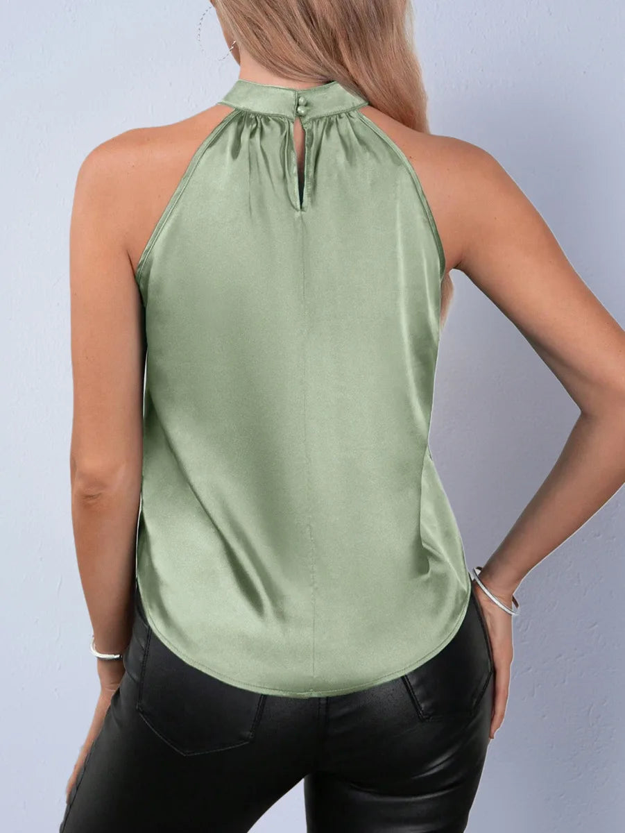 2026 New Spring Women's Elegant Halter Sleeveless Tank Top - Loose Fit Vest Stylish Summer Wear for Daily Casual Vacation