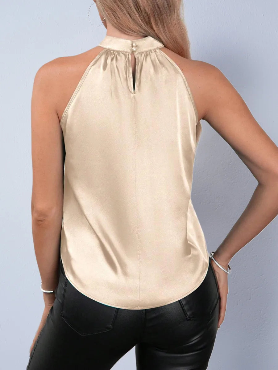 2026 New Spring Women's Elegant Halter Sleeveless Tank Top - Loose Fit Vest Stylish Summer Wear for Daily Casual Vacation
