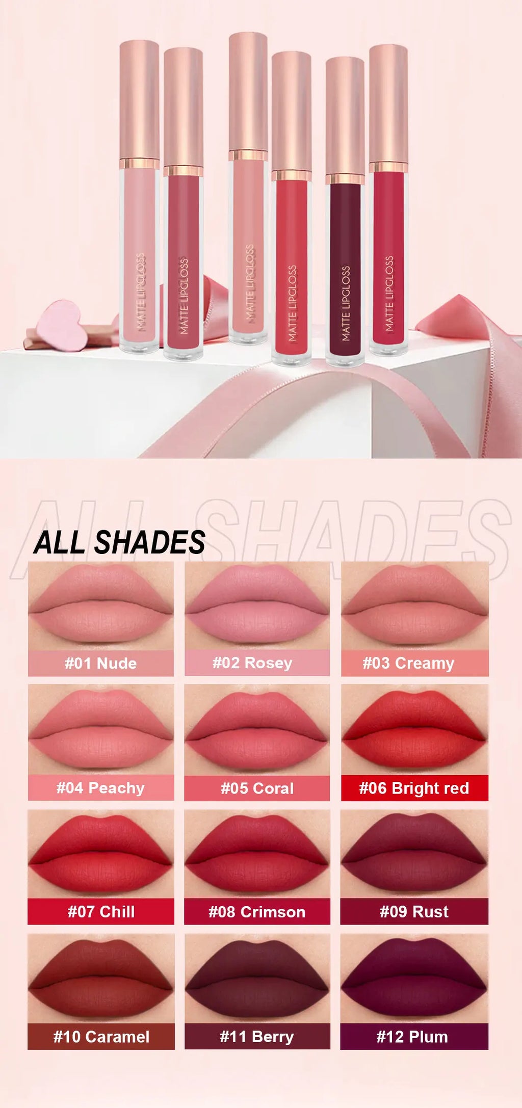 Wholesale Your Own Brand Nude Mini Liquid Lipstick   Lip Set Long Lasting No logo Matte  Lipstick