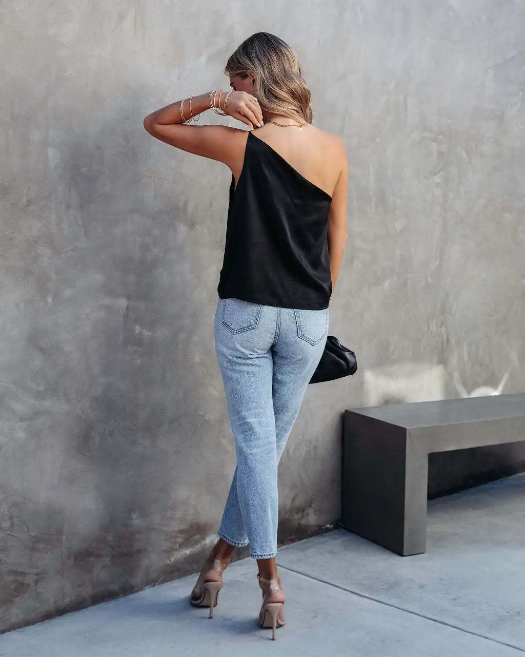 S-XL Spring and Summer Women's Sleeveless Satin Shirt Loose Casual irregular Neck Satin Women's Suspender Top