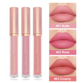 3 Nudelipgloss Lip Glaze Set Non-Stick Cup Non-Fading Velvet Matte Waterproof Durable Lip Gloss Cover Box