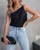 S-XL Spring and Summer Women's Sleeveless Satin Shirt Loose Casual irregular Neck Satin Women's Suspender Top