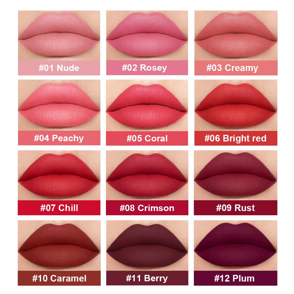 3 Nudelipgloss Lip Glaze Set Non-Stick Cup Non-Fading Velvet Matte Waterproof Durable Lip Gloss Cover Box