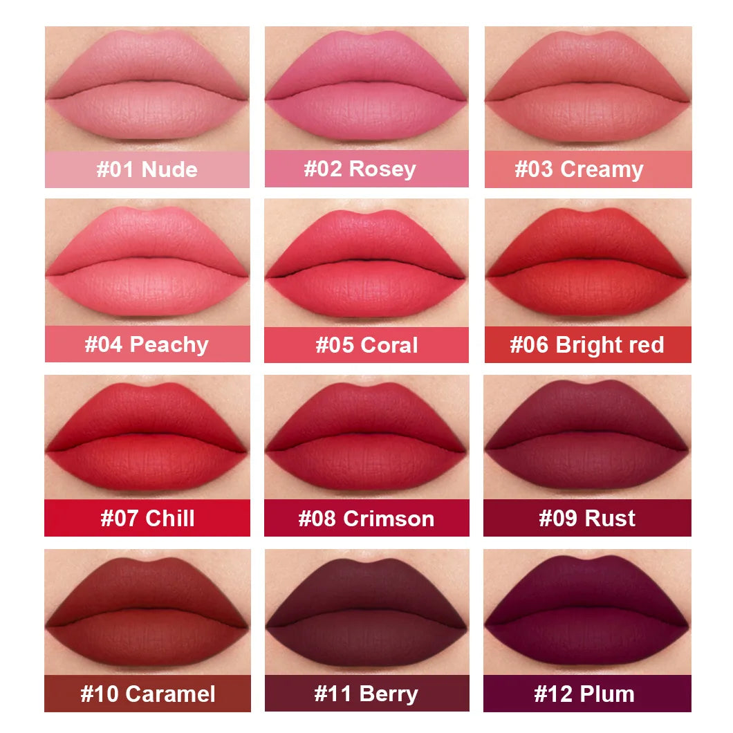3 Nudelipgloss Lip Glaze Set Non-Stick Cup Non-Fading Velvet Matte Waterproof Durable Lip Gloss Cover Box