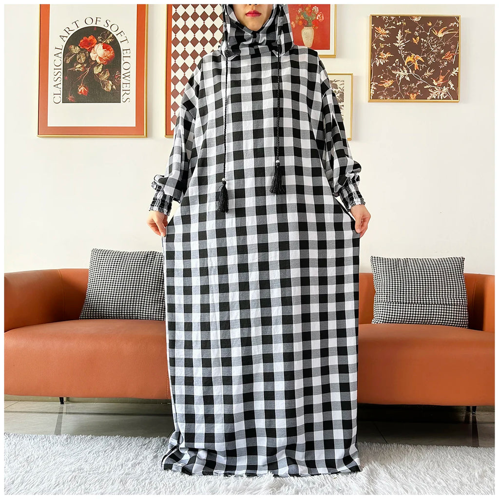 عباية كاروه كاجوال    Casual Plaid Hoodie Abaya