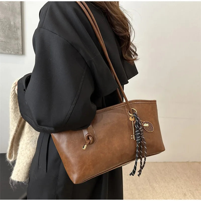 🖤 Vintage Leather Tote Bag – Stylish Everyday Shoulder Bag