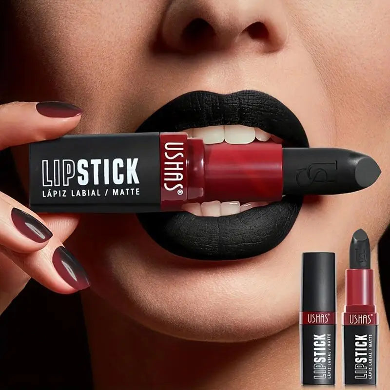 Matte Vampire Black Lipstick Matte Black Lip Stick High Impact Highly Pigmented Velvet Matte Lipstick Retro Dark Purple Lipstick