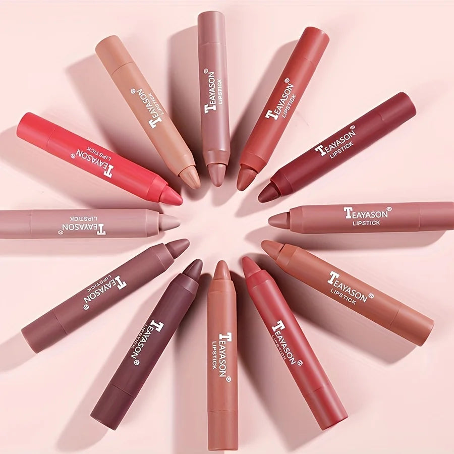 12 Colors Matte Misty Lipstick Set: Long-Lasting, Smudge-Proof, Sexy Velvet Lip Liners & Primer For Women's Makeup