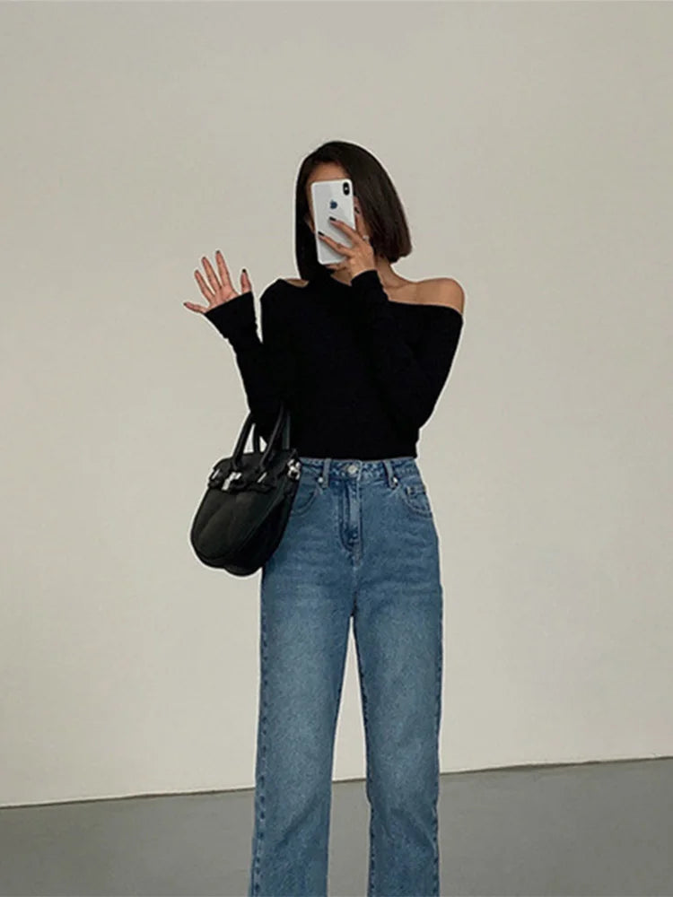 🖤 Sexy One Shoulder Crop Top – Elegant Slim Fit Shirt