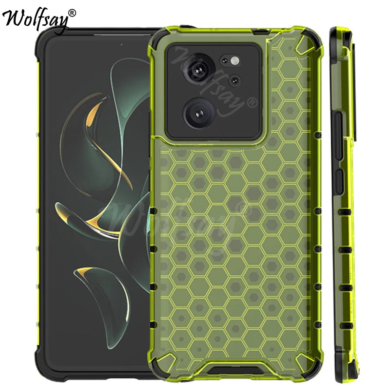 Shockproof Transparent Case For Xiaomi 13T Pro Honeycomb Armor Case For Xiaomi 13T Pro Case Cover For Xiaomi 13T Pro 6.67 inch