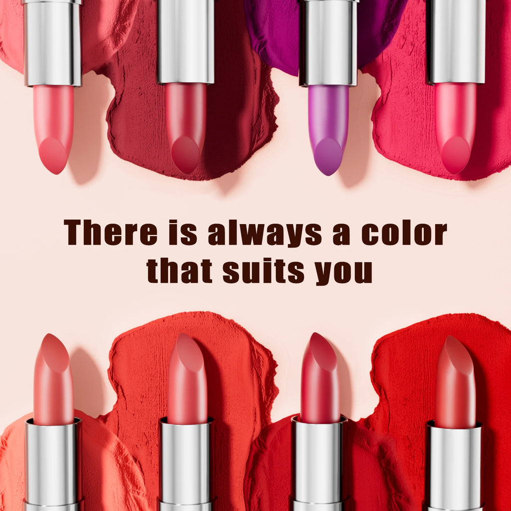 6-Color Matte Lipstick , Non-Fading, Non-Stick Cup Long-Lasting Velvet Finish, Smooth Matte Lip Color Waterproof Smudge-proof