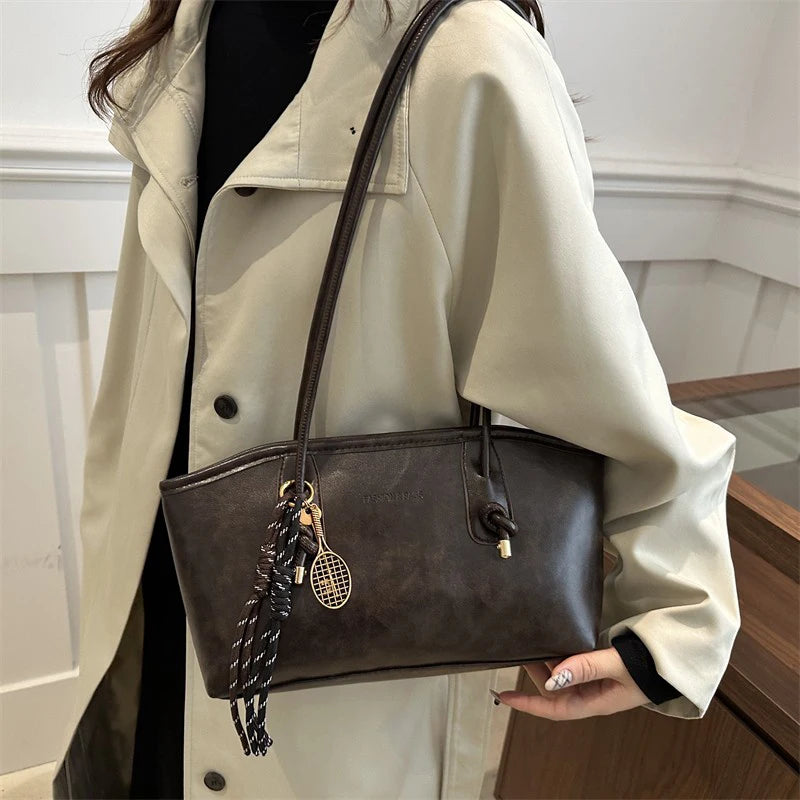 🖤 Vintage Leather Tote Bag – Stylish Everyday Shoulder Bag