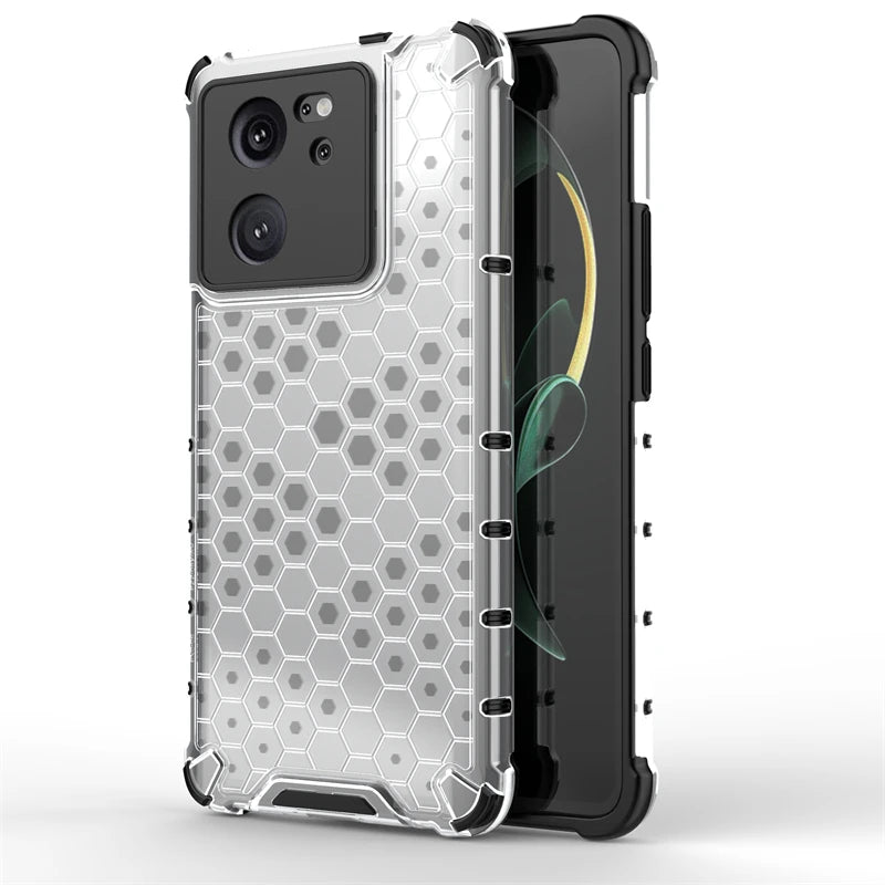 Shockproof Transparent Case For Xiaomi 13T Pro Honeycomb Armor Case For Xiaomi 13T Pro Case Cover For Xiaomi 13T Pro 6.67 inch