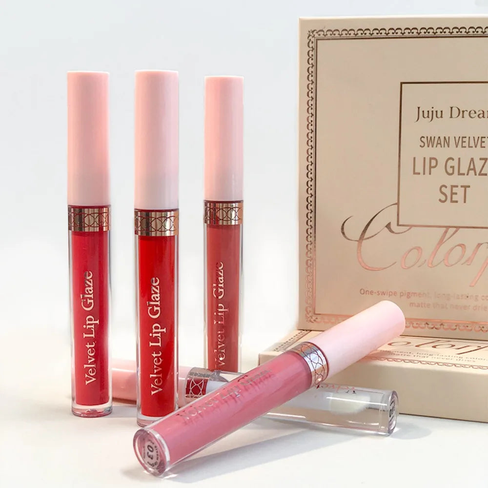 8PCS Swans Velvet Liquid Lipstick Set Matte Waterproof Long Lasting Lip Gloss Shades for Daily Party Makeup Gift