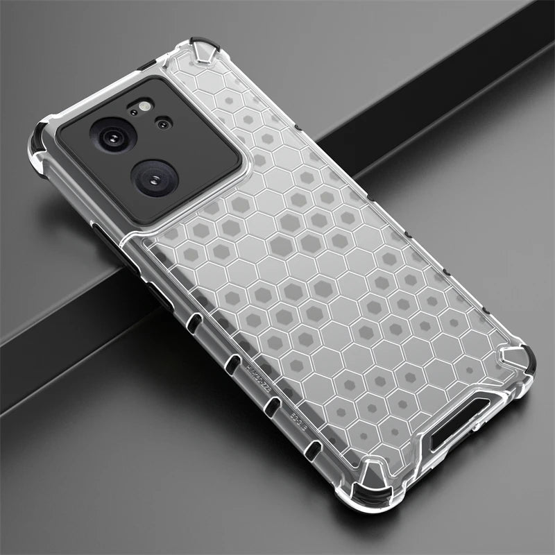 Shockproof Transparent Case For Xiaomi 13T Pro Honeycomb Armor Case For Xiaomi 13T Pro Case Cover For Xiaomi 13T Pro 6.67 inch
