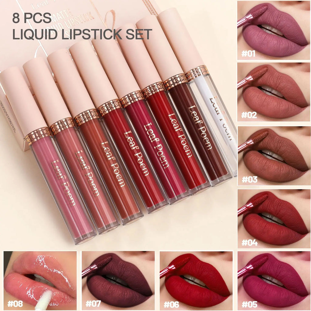 Waterproof Nude Matte Liquid Lipstick Non-stick Cup Lip Tint Makeup Matte Red Lip Gloss Cosmetics Long Lasting Lipsticks Make Up