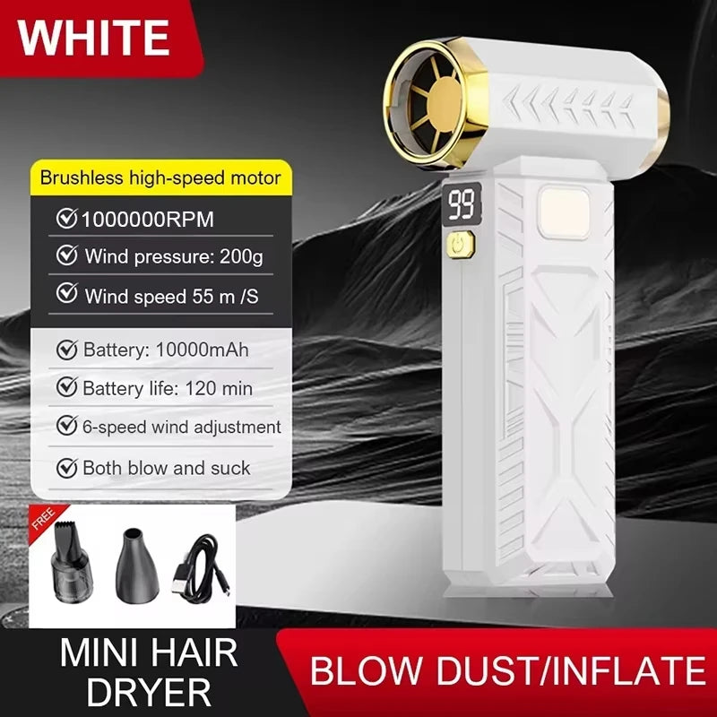 Super Violent Blower 1200000RPM Brushless Turbo Jet Blower Dry 10000mAh Fast Charging Thrust PC Cleaning Tool Duct Fan 2026 NEW