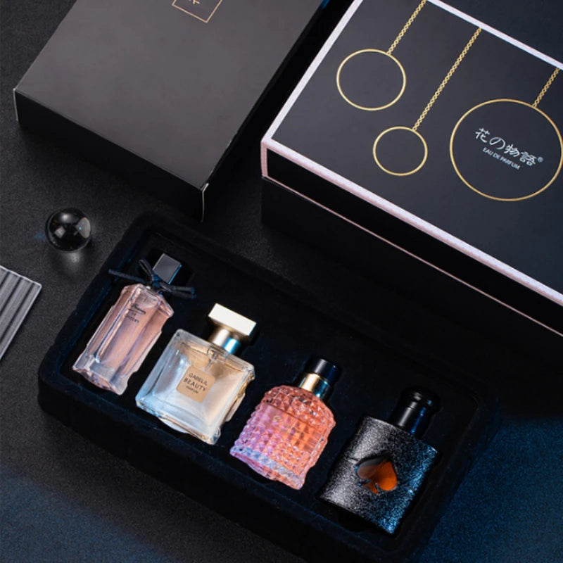 Women’s Perfume Gift Set of 4 Elegant Floral and Woody Long Lasting Fragrances Total 105g Perfect Gift for Daily Use or Travel