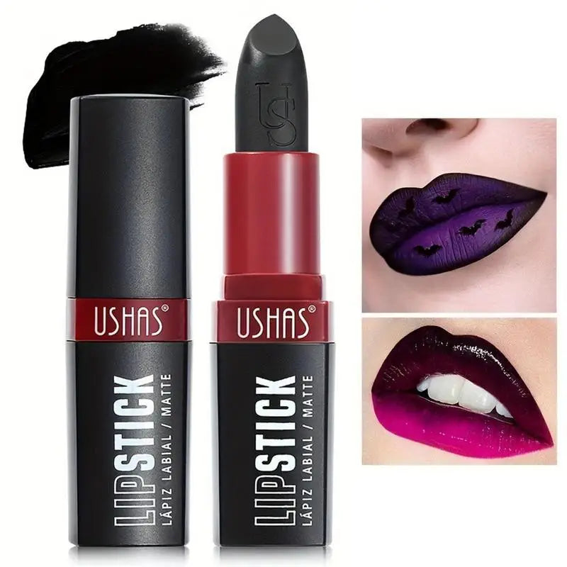 Matte Vampire Black Lipstick Matte Black Lip Stick High Impact Highly Pigmented Velvet Matte Lipstick Retro Dark Purple Lipstick