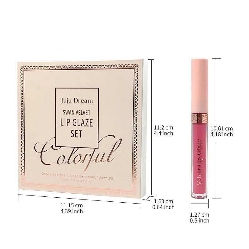 8 Colors Matte Lip Gloss Set One Swipe Pigment Long Lasting Non-Stick Cup Velvet Lip Glaze Kit