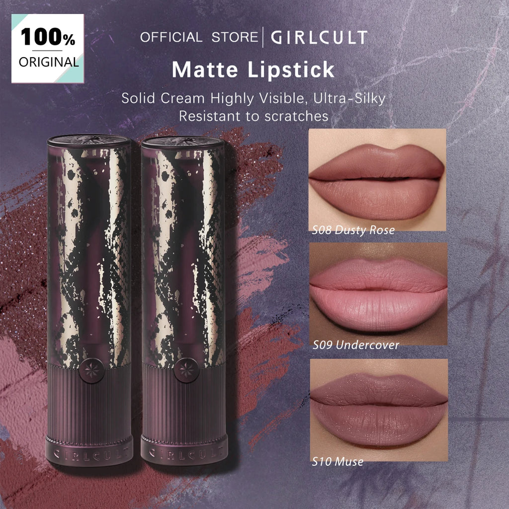 Girlcult Matte Lipstick(S08-S10),Matte Texture,Smooth & Non-Drying,Velvety Matte Finish,Highly Pigmented & Vibrant,Matte Lock