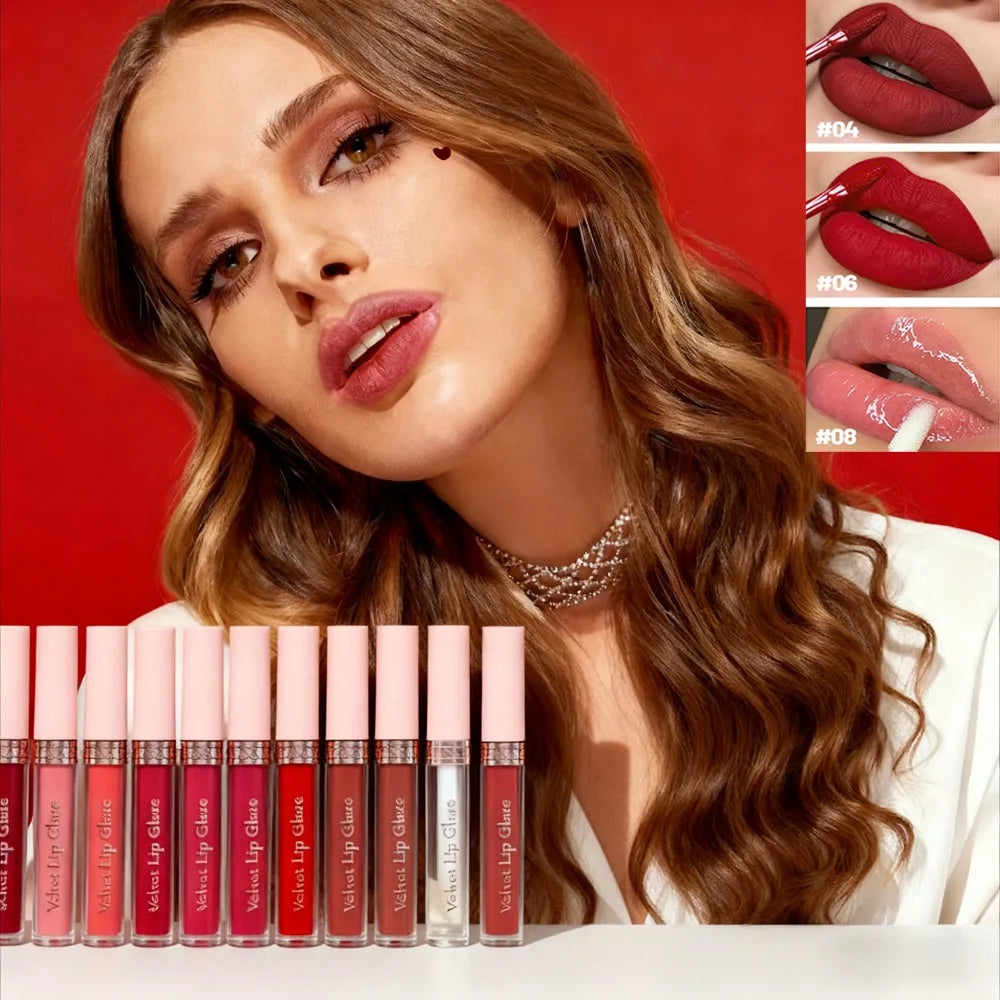 8PCS Swans Velvet Liquid Lipstick Set Matte Waterproof Long Lasting Lip Gloss Shades for Daily Party Makeup Gift
