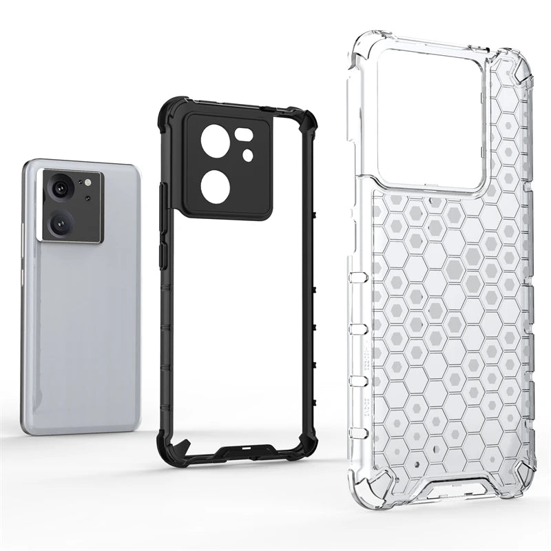 Shockproof Transparent Case For Xiaomi 13T Pro Honeycomb Armor Case For Xiaomi 13T Pro Case Cover For Xiaomi 13T Pro 6.67 inch