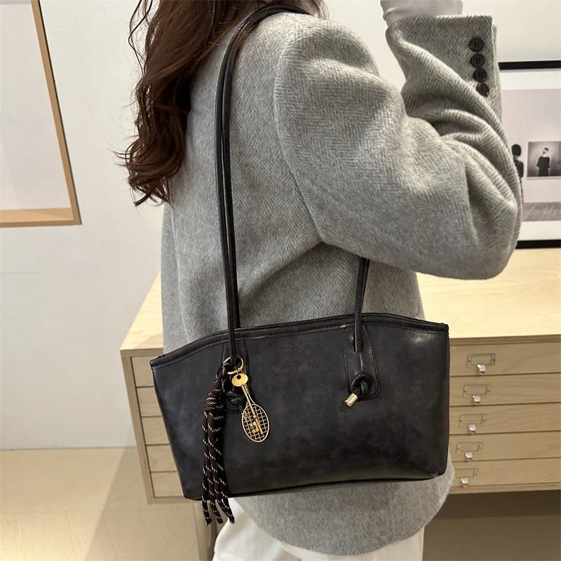 🖤 Vintage Leather Tote Bag – Stylish Everyday Shoulder Bag