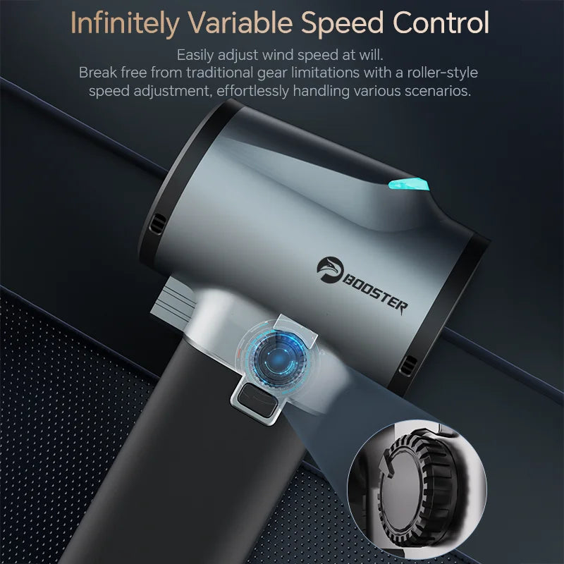 BOOSTER Turbo Fan Dryer Blower for Cars, 750W&64MM, Car Dryer Air Blower with Light, Stepless Speed Control Silicone Handle