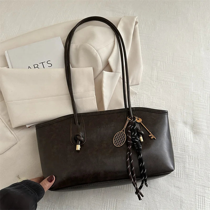 🖤 Vintage Leather Tote Bag – Stylish Everyday Shoulder Bag