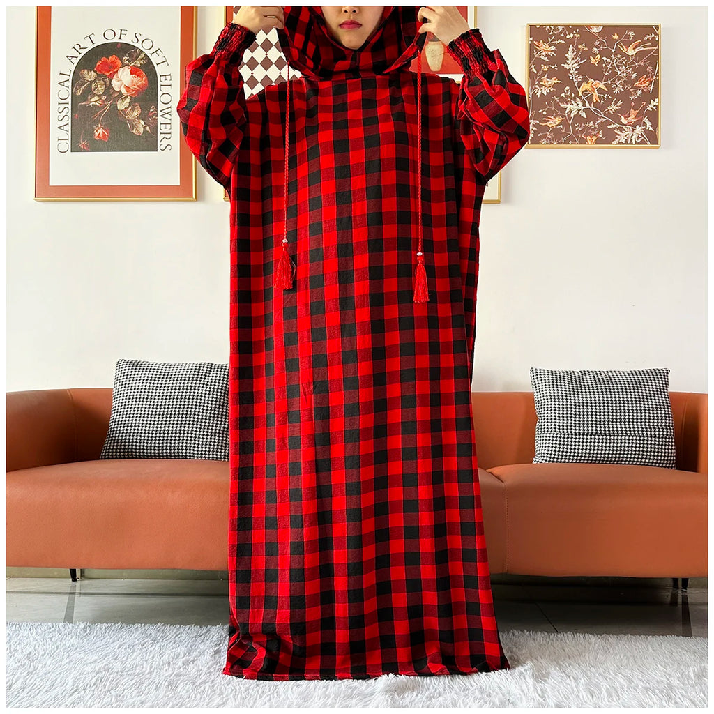 عباية كاروه كاجوال    Casual Plaid Hoodie Abaya