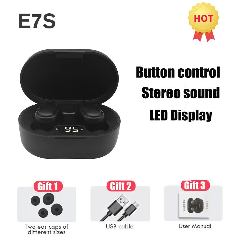 E7S TWS Fone Bluetooth Earphones 5.2 Wireless Headphones Noise Cancelling Earbuds with Mic Wireless Bluetooth Headset for Xiaomi