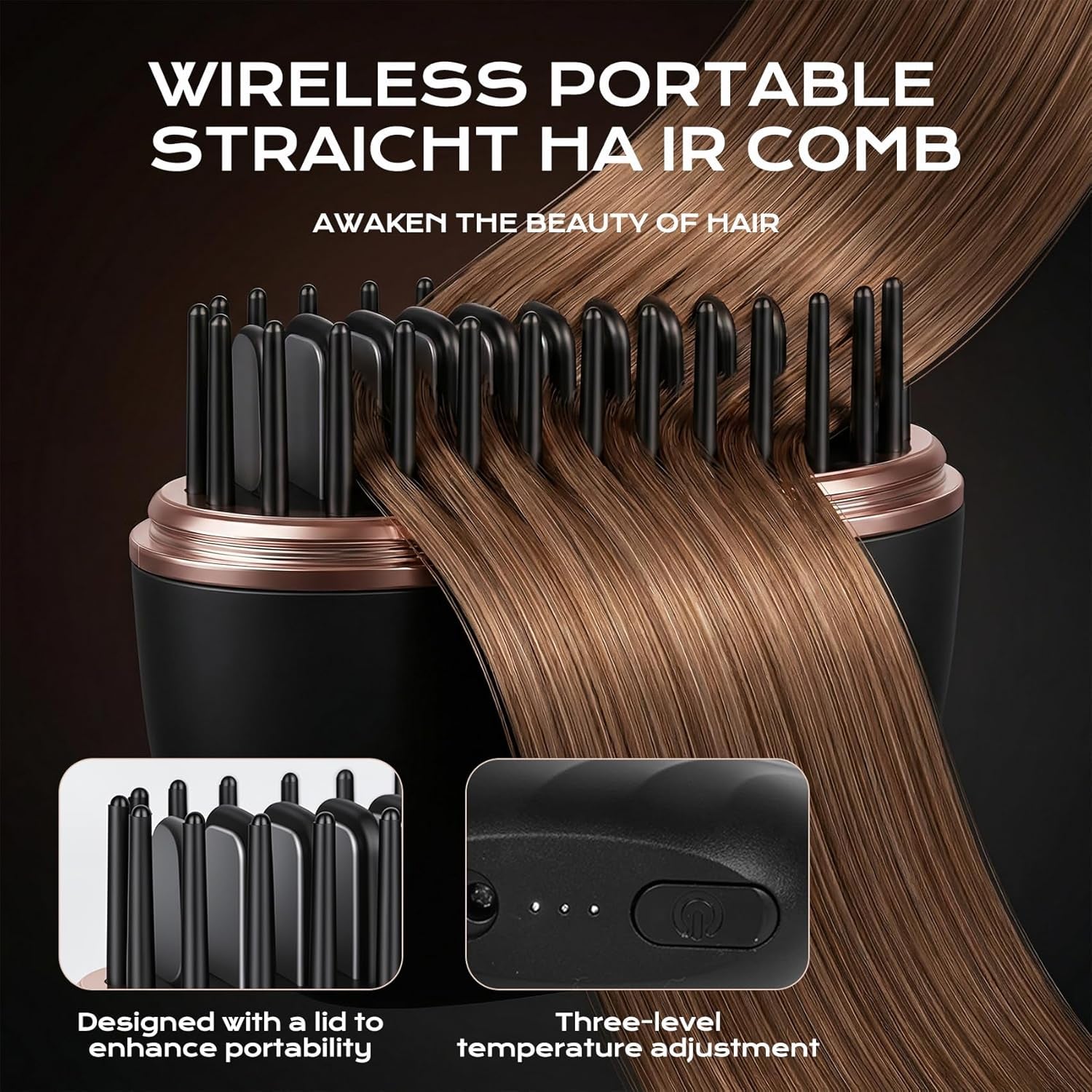 Mini Hair Straightener,Usb Charge Hair Straightener Travel,3-Speed Temperature Control,Mini Portable Straightener for Women,Girls Home & Travel (Black)
