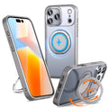 Luxury Rotating Magnetic Kickstand Stand Phone Case For iPhone 17 16 Pro Max Plus Matte Frosted Shockproof Protective Back Cover