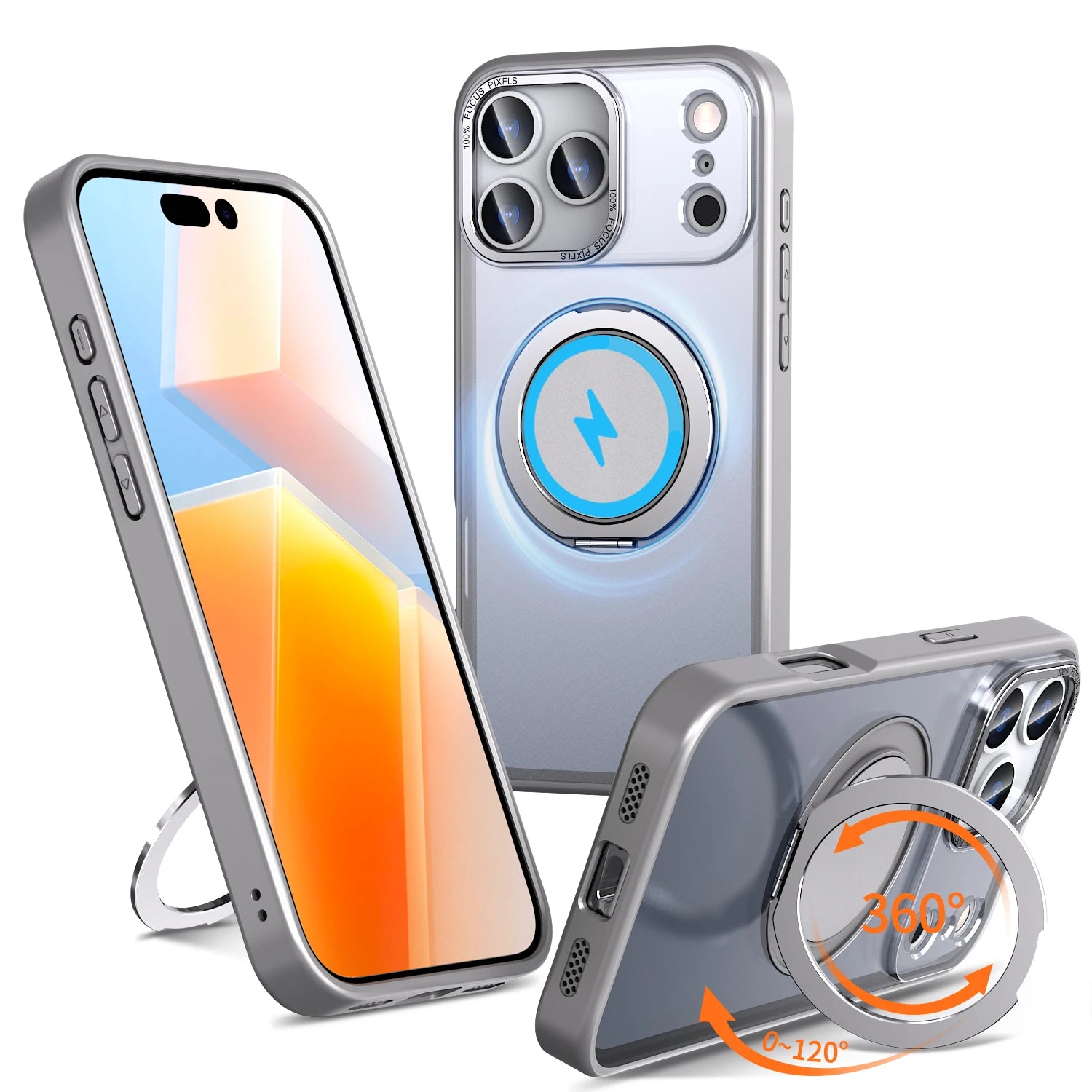 Luxury Rotating Magnetic Kickstand Stand Phone Case For iPhone 17 16 Pro Max Plus Matte Frosted Shockproof Protective Back Cover